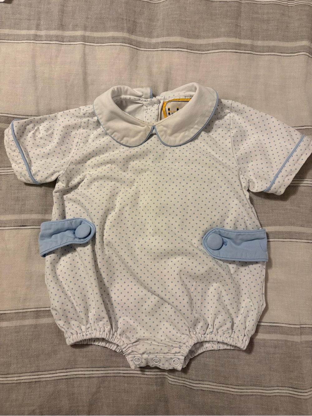 Bambeeni Blue Polka-Dot Bubble Romper 6M